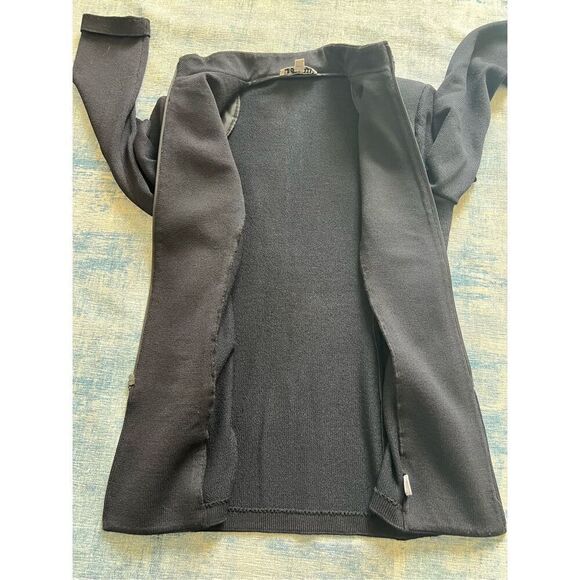 Vintage St John Black Santana Knit Zip Front High Braid Collar Blazer Women's 12 - Picture 6 of 10